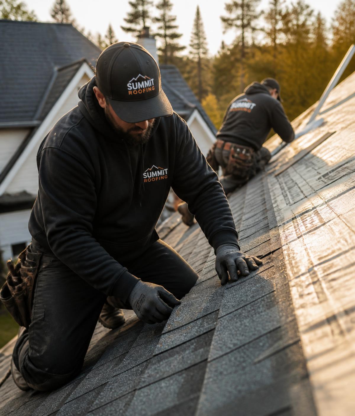 Gallery Built Roofing crew installing shingles on a Dallas area residential roof
